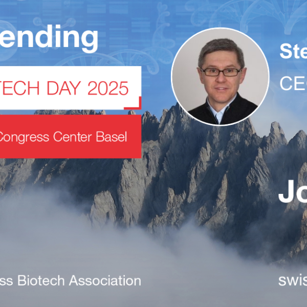 Banière de présentation de Stefano Palea pour le meeting swiss biotech