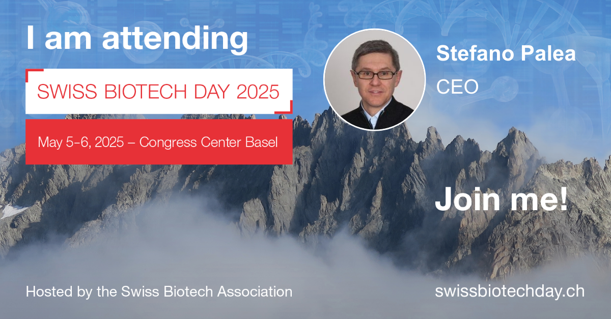 Banière de présentation de Stefano Palea pour le meeting swiss biotech